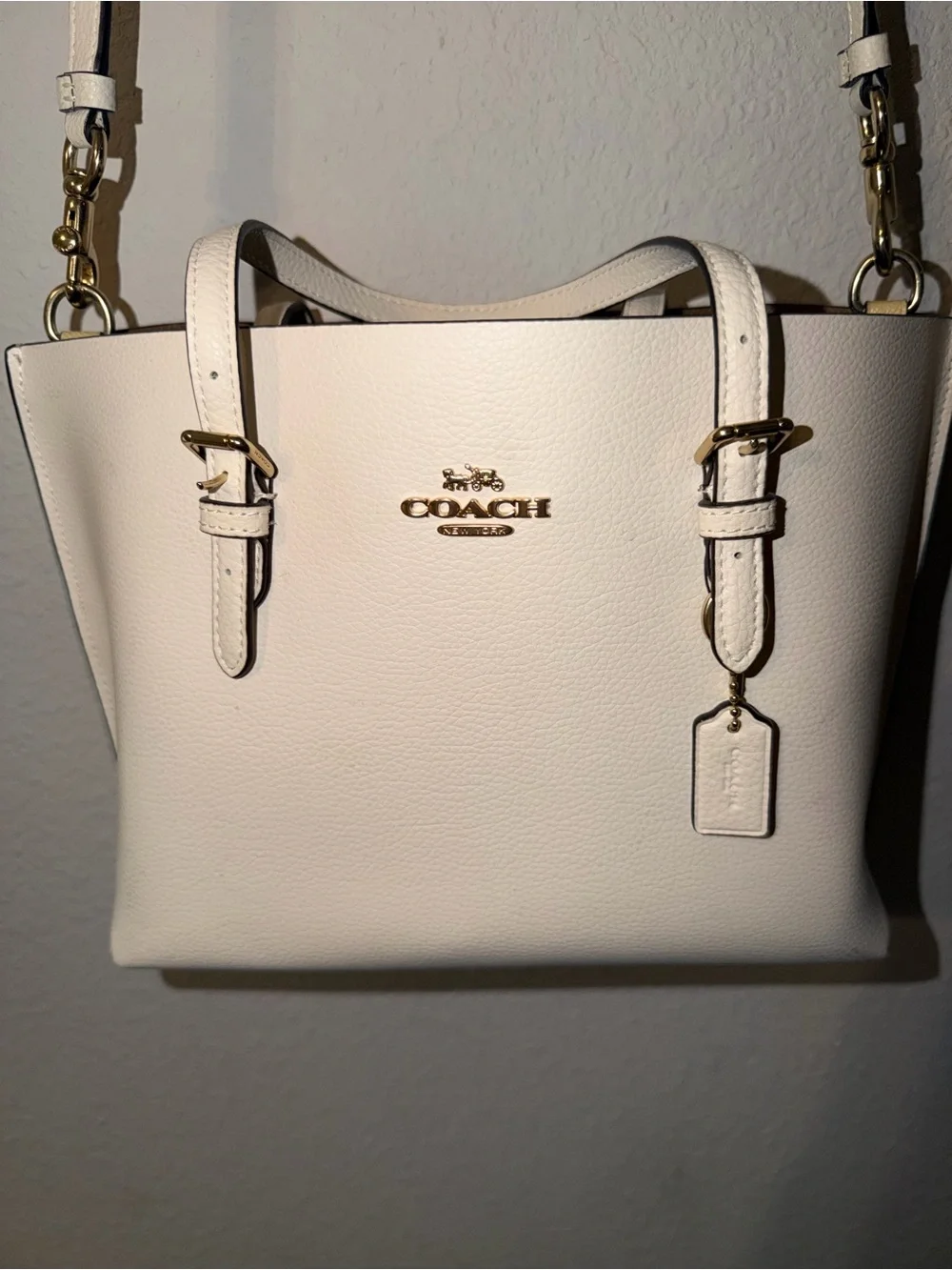 Coach Off White Pebbled Leather Satchel with Gold Hardware